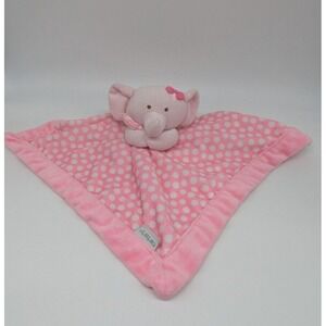 Carters Elephant Bow Pink White Polka Dots Baby Girl Security Blanket Lovey 13"